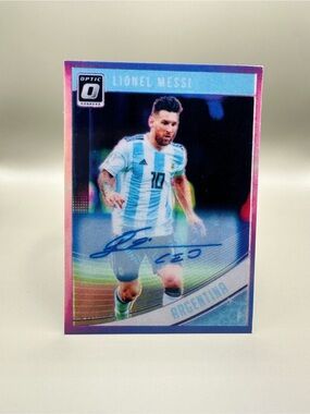 Lionel Messi Signed 2018 Panini Donruss Optic #88 Novelty Card. Argentina.